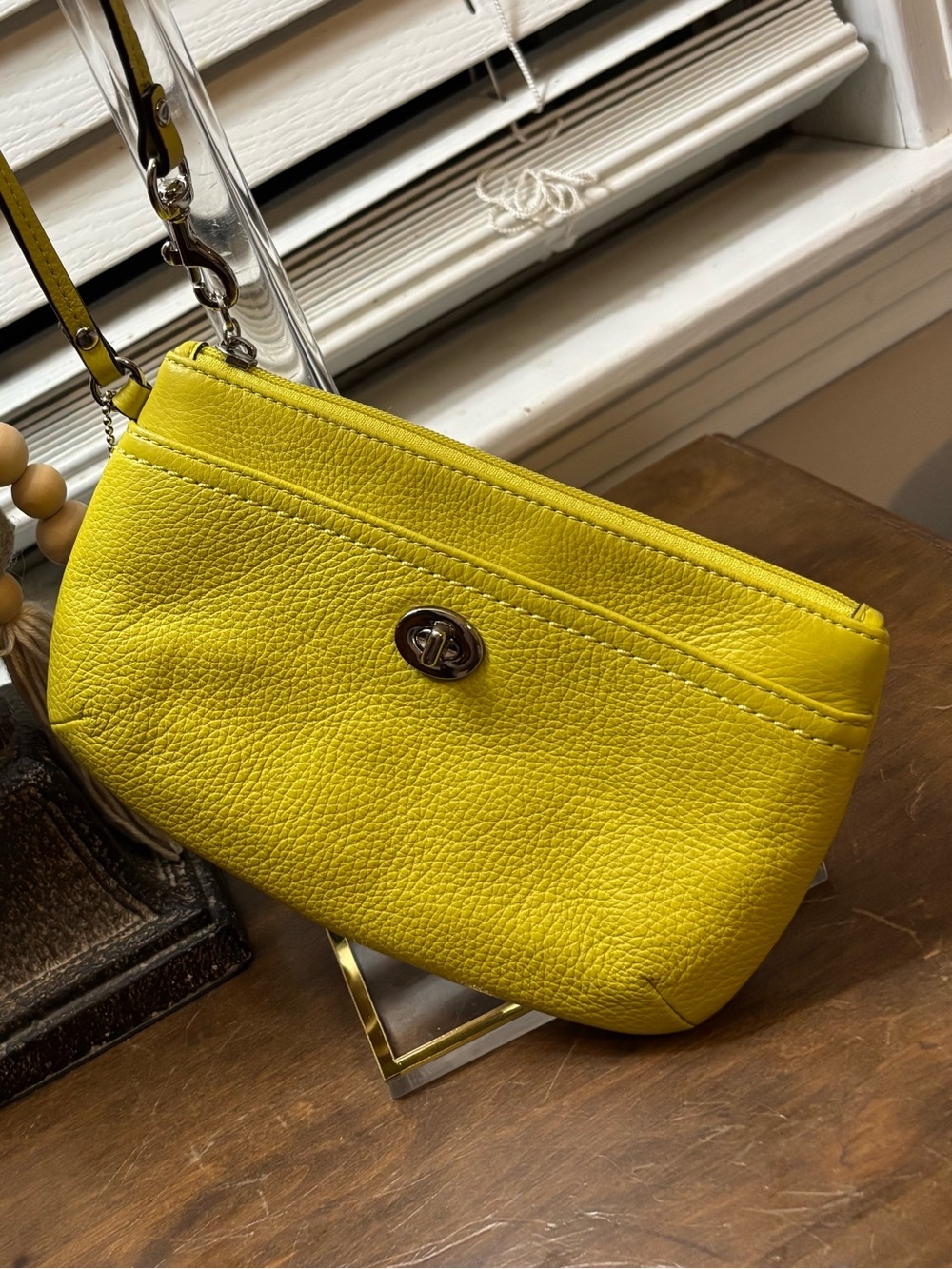 Coach Yellow Leather Crossbody Wristlet